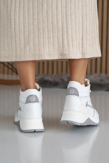 Жіночі кросівки шкіряні зимові білі-сірі Emirro 2721 фото 8 — інтернет-магазин Tapok
