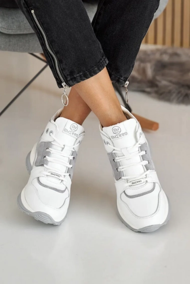 Женские кроссовки кожаные зимние белые-серые Emirro 271 фото 9 — интернет-магазин Tapok