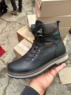 Мужские ботинки кожаные зимние черные Zangak 139 ч-крек