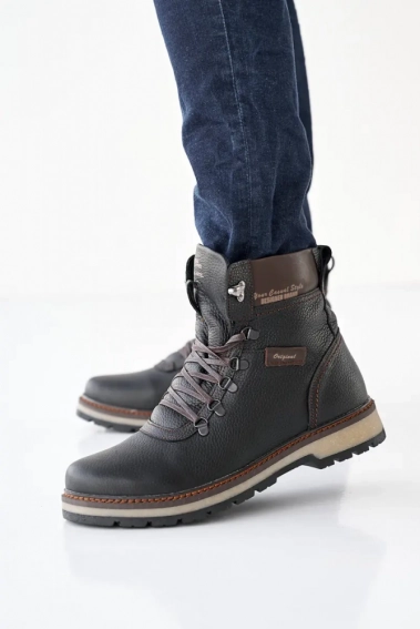 Чоловічі черевики шкіряні зимові чорні Zangak 139 фото 3 — інтернет-магазин Tapok