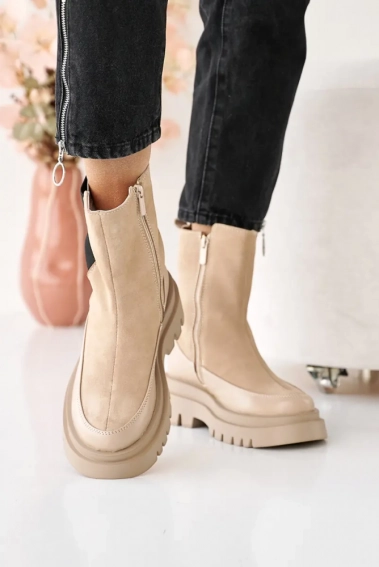 Женские ботинки замшевые зимние бежевые Emirro БЖ 64-505 фото 4 — интернет-магазин Tapok