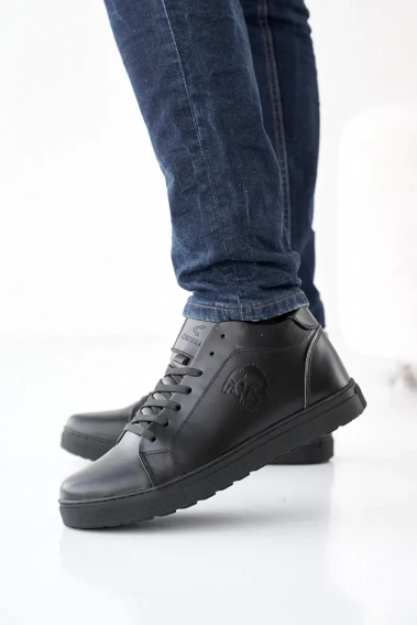 Мужские ботинки кожаные зимние черные CrosSAV 23-96 фото 2 — интернет-магазин Tapok