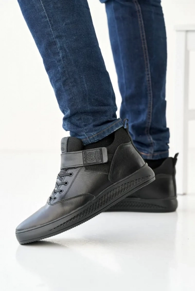 Мужские кроссовки кожаные зимние черные Andante 110 т фото 2 — интернет-магазин Tapok