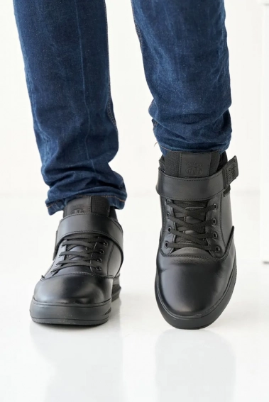 Мужские кроссовки кожаные зимние черные Andante 110 т фото 3 — интернет-магазин Tapok