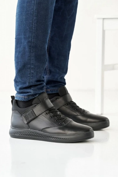 Мужские кроссовки кожаные зимние черные Andante 110 т фото 4 — интернет-магазин Tapok