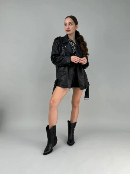 Ботинки ковбойки женские кожаные черного цвета на кожподкладе фото 7 — интернет-магазин Tapok