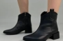 Ботинки ковбойки женские кожаные черного цвета на демисезонном каблуке с замком. Фото 1