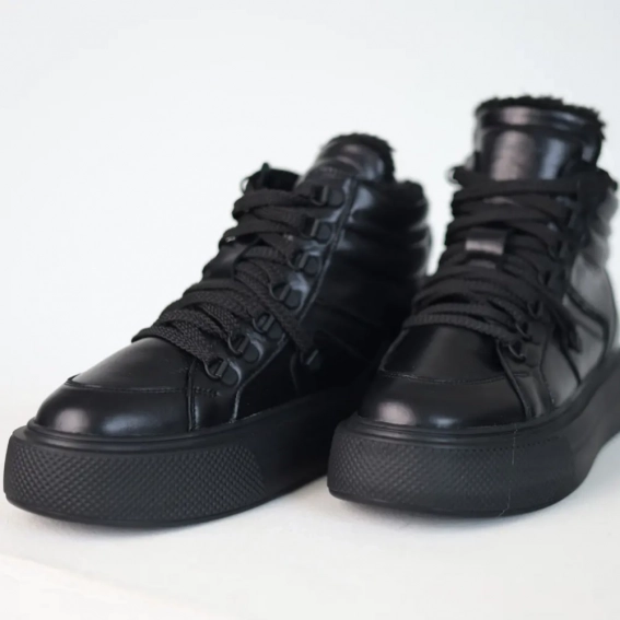 Кроссовки кожаные с мехом 586900 Черные фото 9 — интернет-магазин Tapok