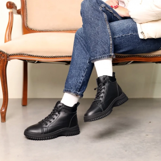 Кроссовки кожаные с мехом 586900 Черные фото 15 — интернет-магазин Tapok