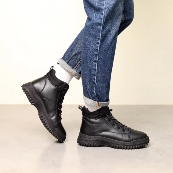 Кроссовки кожаные с мехом 586900 Черные фото 18 — интернет-магазин Tapok