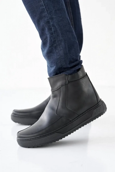 Чоловічі черевики шкіряні зимові чорні Emirro БК 51 на замку фото 3 — інтернет-магазин Tapok