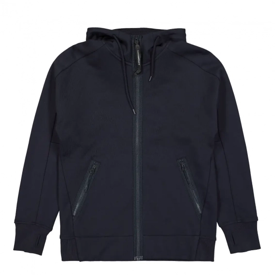 Толстовка CP Company Diagonal Raised Fleece Goggle Hoodie Blue 13CMSS082A-005086W-888 фото 2 — интернет-магазин Tapok