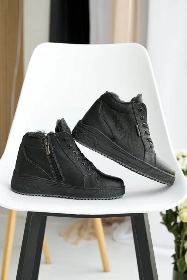 Подростковые ботинки кожаные зимние черные Milord Чемпион фото 4 — интернет-магазин Tapok