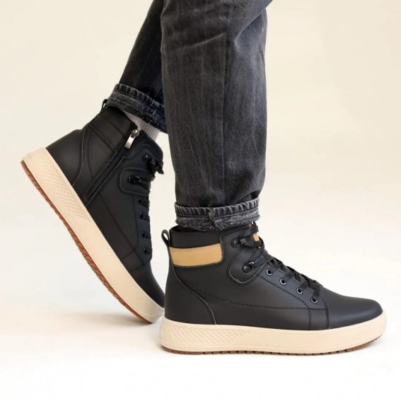 Ботинки мужские кожаные мех 587144 Черные фото 1 — интернет-магазин Tapok
