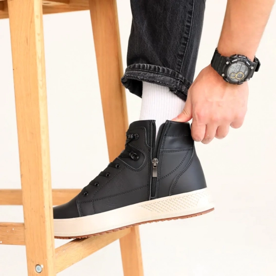 Ботинки мужские кожаные мех 587144 Черные фото 3 — интернет-магазин Tapok