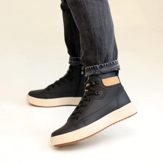 Ботинки мужские кожаные мех 587144 Черные фото 4 — интернет-магазин Tapok