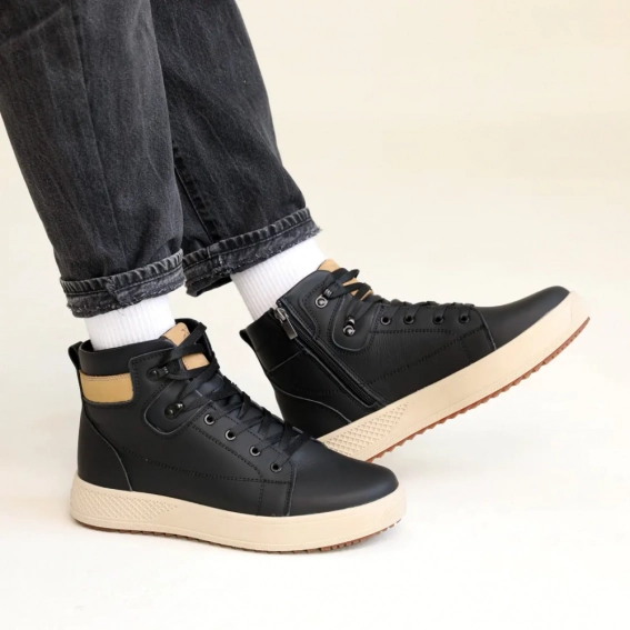Ботинки мужские кожаные мех 587144 Черные фото 6 — интернет-магазин Tapok