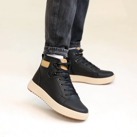 Ботинки мужские кожаные мех 587144 Черные фото 7 — интернет-магазин Tapok