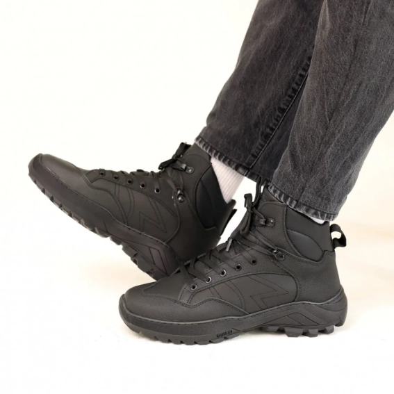 Ботинки мужские кожаные мех 587309 Черные фото 2 — интернет-магазин Tapok