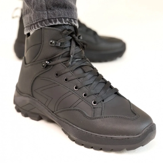 Ботинки мужские кожаные мех 587309 Черные фото 3 — интернет-магазин Tapok
