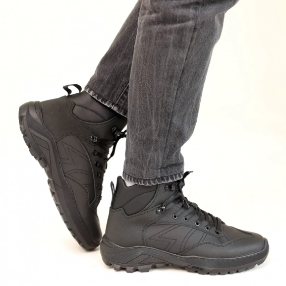 Ботинки мужские кожаные мех 587309 Черные фото 4 — интернет-магазин Tapok