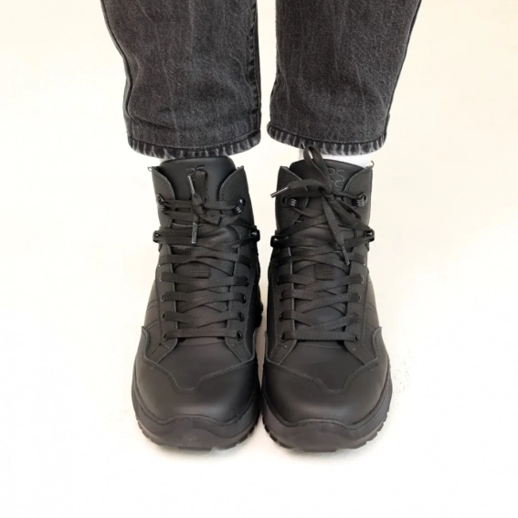 Ботинки мужские кожаные мех 587309 Черные фото 6 — интернет-магазин Tapok