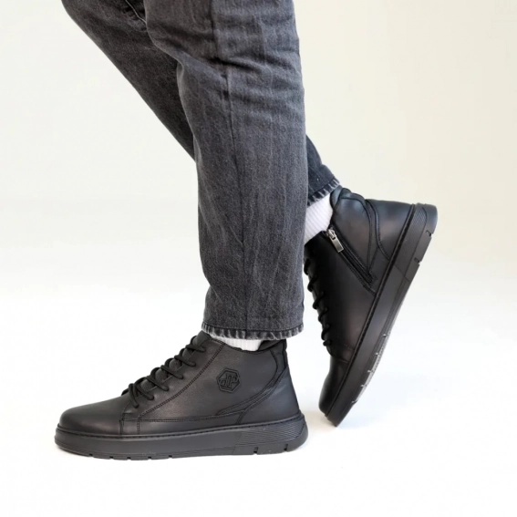 Ботинки кожаные зимние 587014 Черные фото 1 — интернет-магазин Tapok