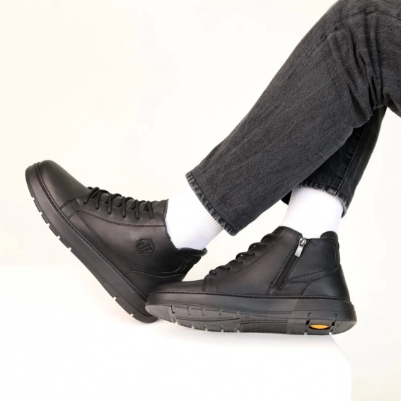 Ботинки кожаные зимние 587014 Черные фото 3 — интернет-магазин Tapok