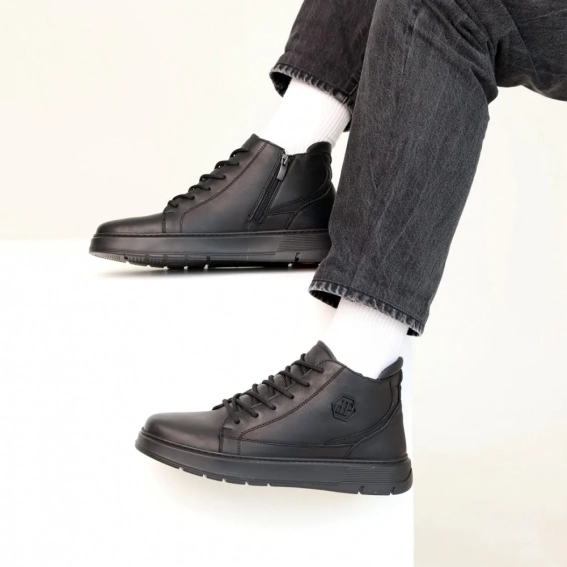 Ботинки кожаные зимние 587014 Черные фото 4 — интернет-магазин Tapok