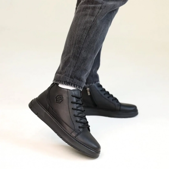 Ботинки кожаные зимние 587014 Черные фото 5 — интернет-магазин Tapok