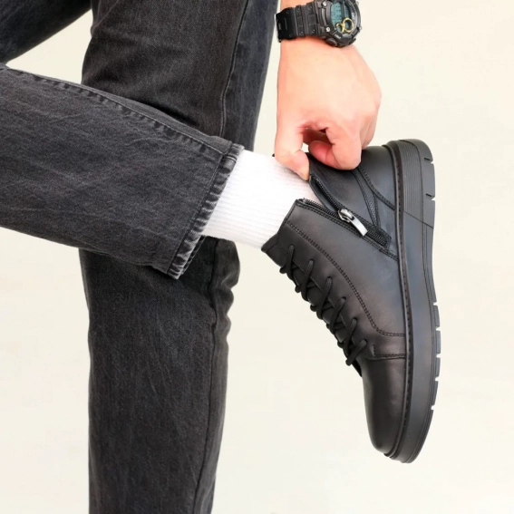 Ботинки кожаные зимние 587014 Черные фото 7 — интернет-магазин Tapok
