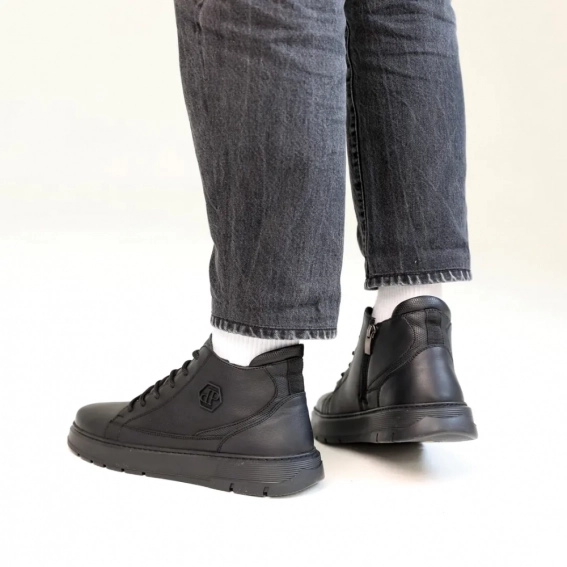 Ботинки кожаные зимние 587014 Черные фото 9 — интернет-магазин Tapok