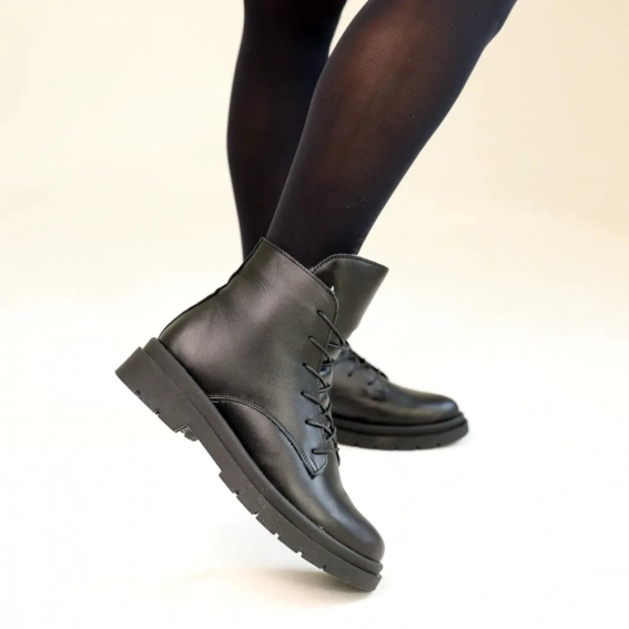 Ботинки кожаные мех 587043 Черные фото 9 — интернет-магазин Tapok