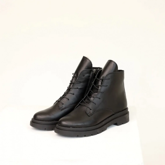 Ботинки кожаные мех 587043 Черные фото 12 — интернет-магазин Tapok