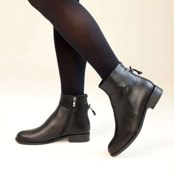 Ботинки кожаные мех 587051 Черные фото 4 — интернет-магазин Tapok