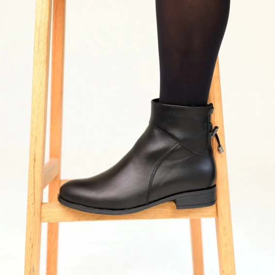 Ботинки кожаные мех 587051 Черные фото 6 — интернет-магазин Tapok