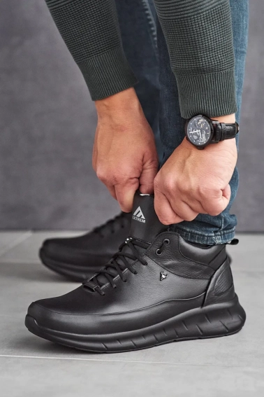 Мужские кроссовки кожаные зимние черные Extrem 1570 фото 3 — интернет-магазин Tapok