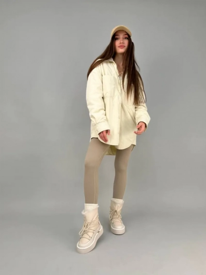 Угги женские кожаные молочного цвета фото 8 — интернет-магазин Tapok