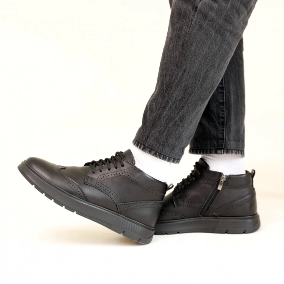 Ботинки кожаные мех 587318 Черные фото 7 — интернет-магазин Tapok