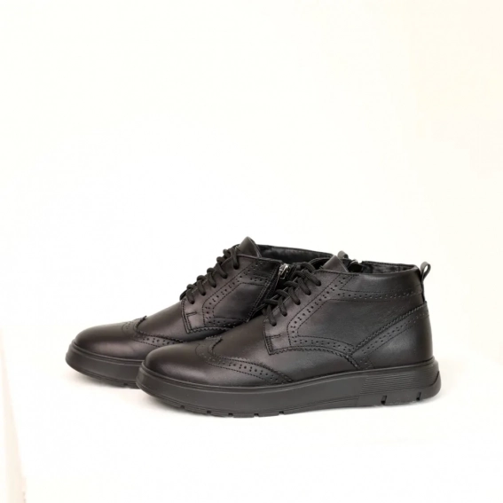 Ботинки кожаные мех 587318 Черные фото 8 — интернет-магазин Tapok