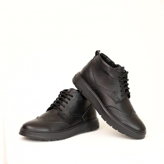 Ботинки кожаные мех 587318 Черные фото 9 — интернет-магазин Tapok