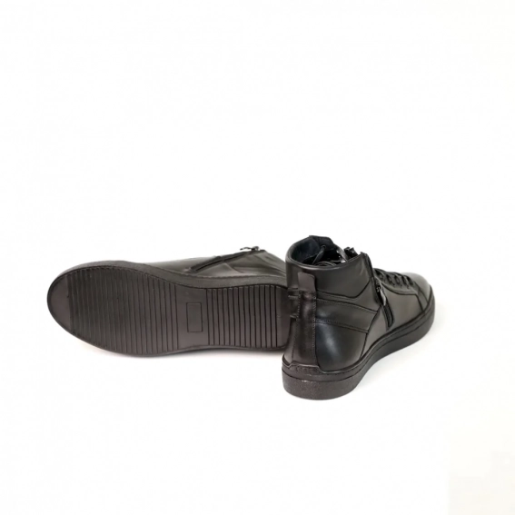 Ботинки кожаные мех 587348 Черные фото 4 — интернет-магазин Tapok