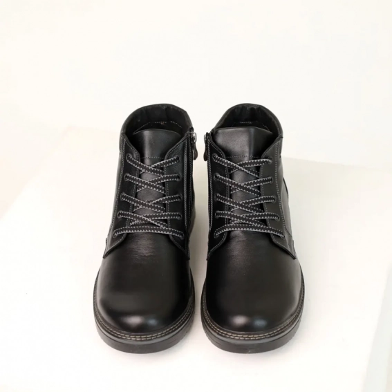 Ботинки кожаные мех 587349 Черные фото 3 — интернет-магазин Tapok