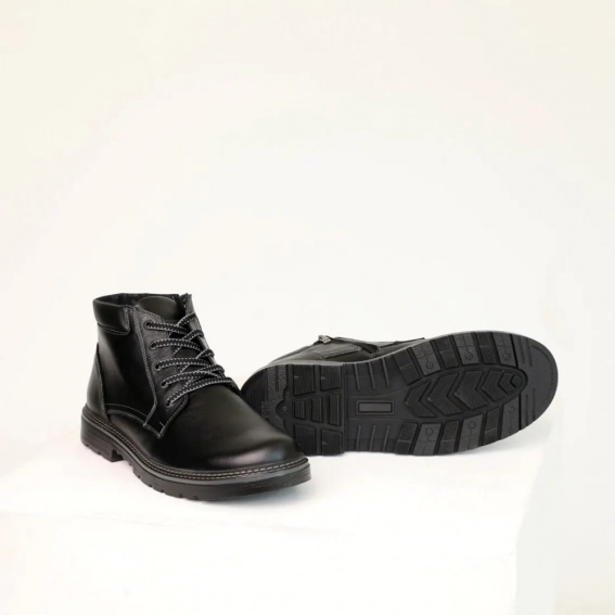 Ботинки кожаные мех 587349 Черные фото 4 — интернет-магазин Tapok