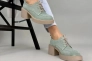 Туфлі жіночі замшеві бірюзового кольору на підборах зі шнурівкою. Фото 6