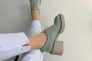 Туфлі жіночі замшеві бірюзового кольору на підборах зі шнурівкою. Фото 9