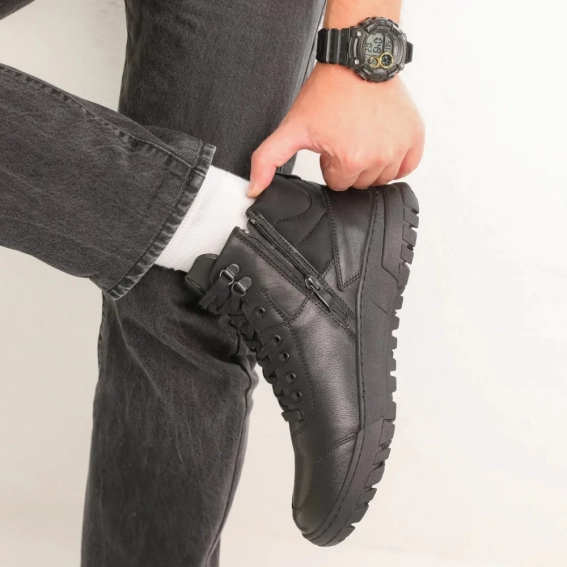 Ботинки мужские зимние цигейка 587156 Черные фото 8 — интернет-магазин Tapok