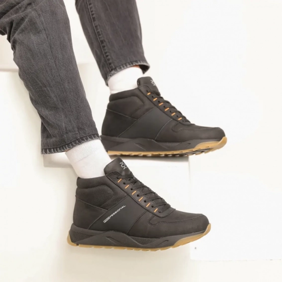Ботинки мужские кожаные мех 586466 Черные фото 1 — интернет-магазин Tapok