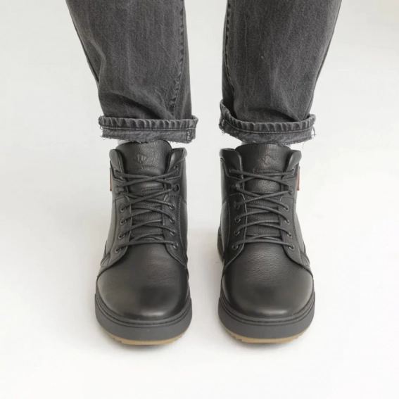 Ботинки кожаные мех 587040 Черные фото 6 — интернет-магазин Tapok