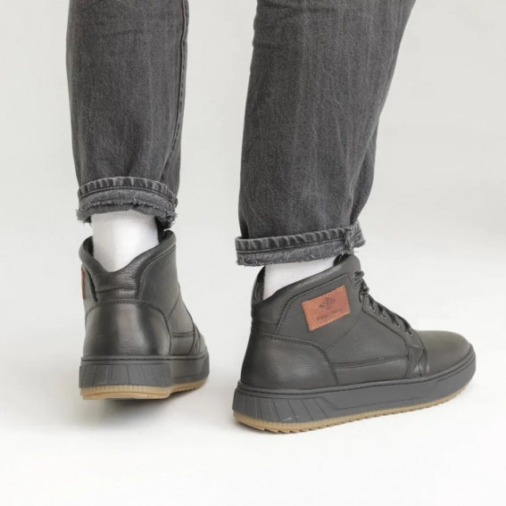 Ботинки кожаные мех 587040 Черные фото 8 — интернет-магазин Tapok